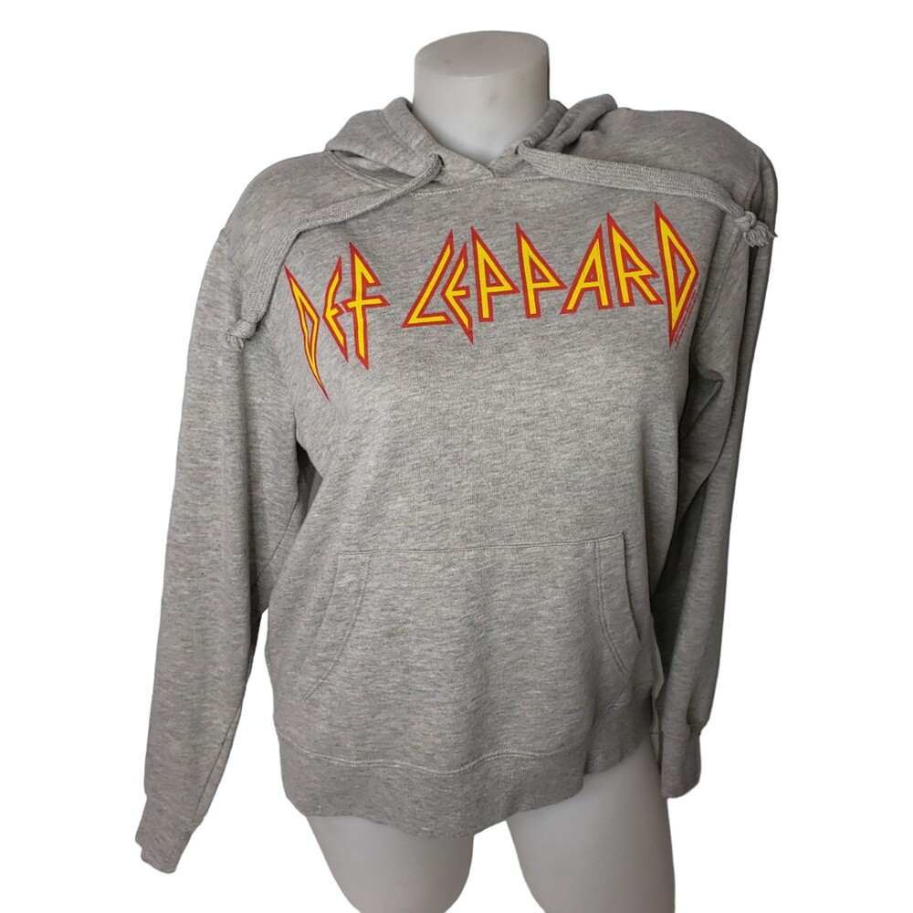 FOREVER 21 DEF LEPPARD Gray Hoodie Sweatshirt Womens Size Medium